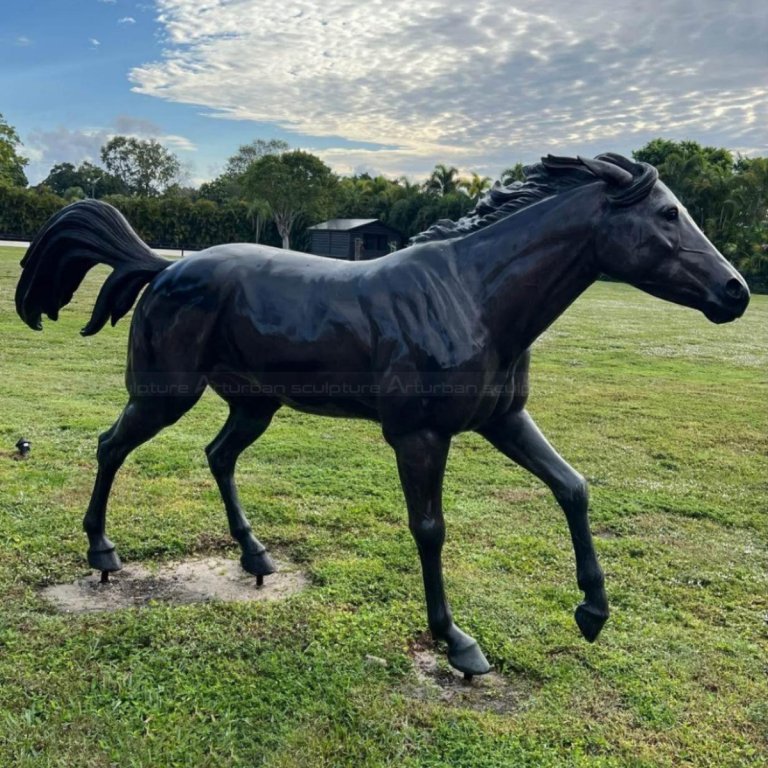 big bronze horse walking statue