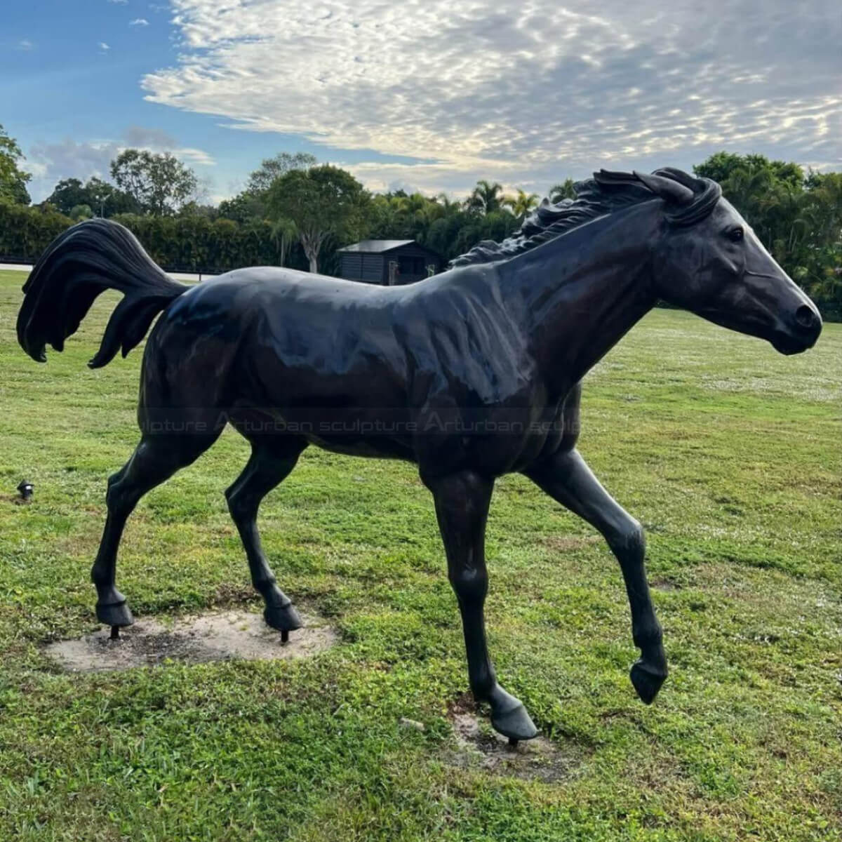 big bronze horse walking statue
