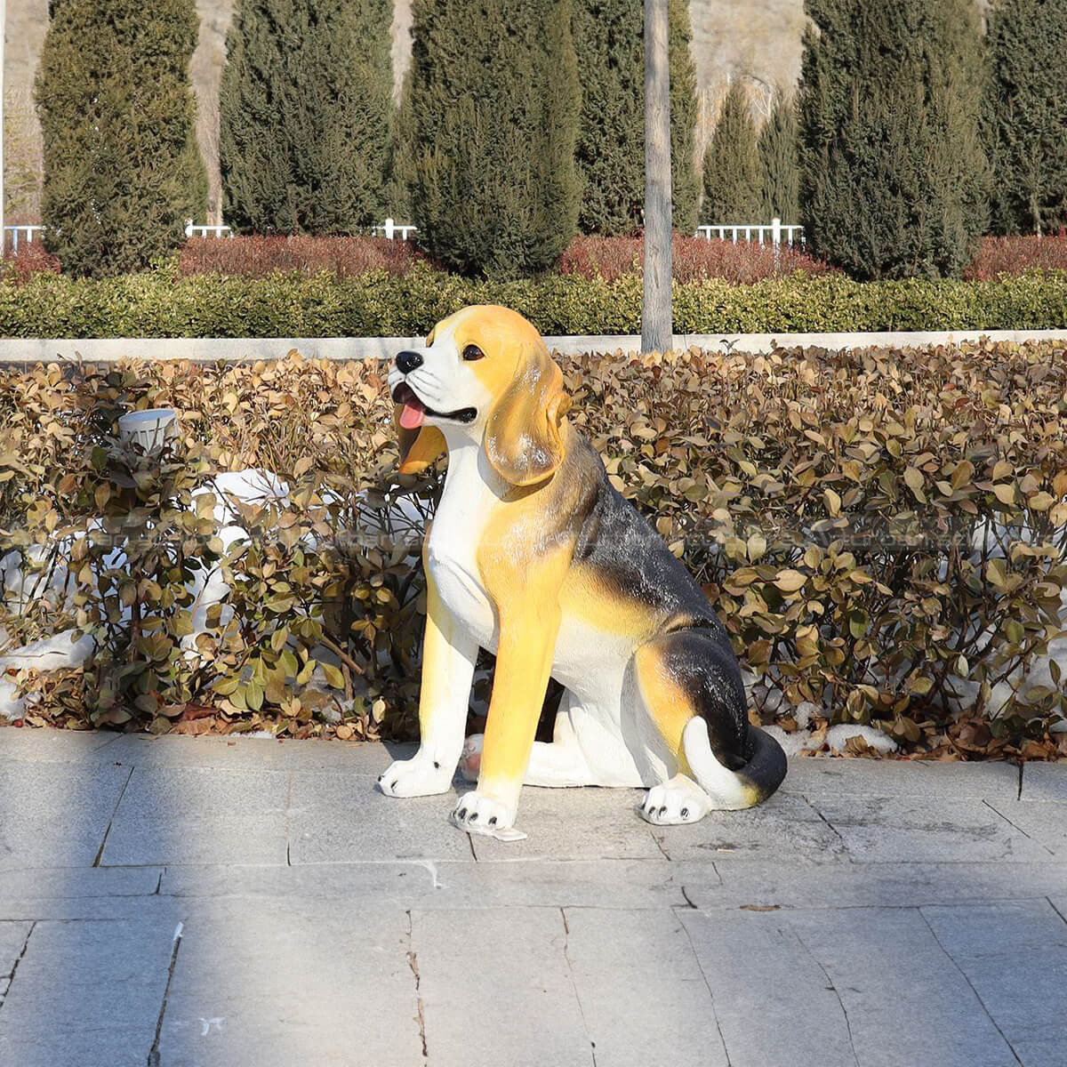 fiberglass basset hound sitting sculpture