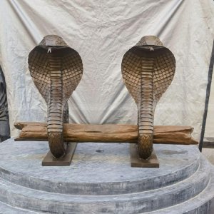 Estátua da Cobra Egípcia em Bronze com duas cobras enroladas