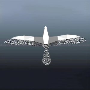 statue d'oiseau géométrique en acier inoxydable