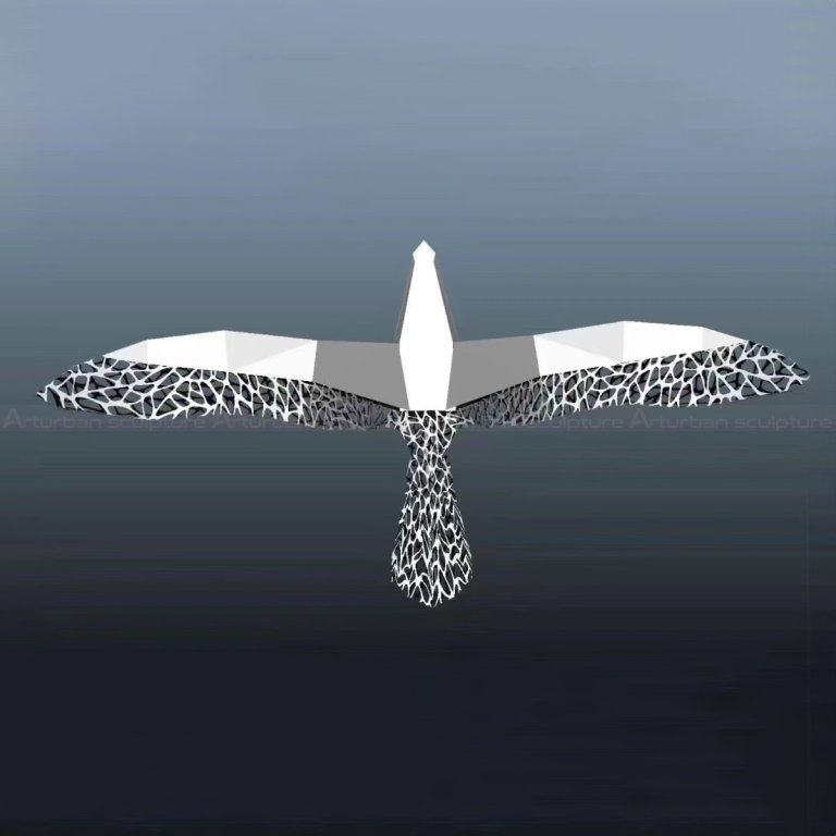 geometric stainless steel bird statue