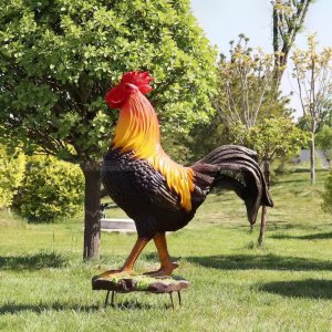 realistische Henne mit Hahn Statue Garten Dekoration