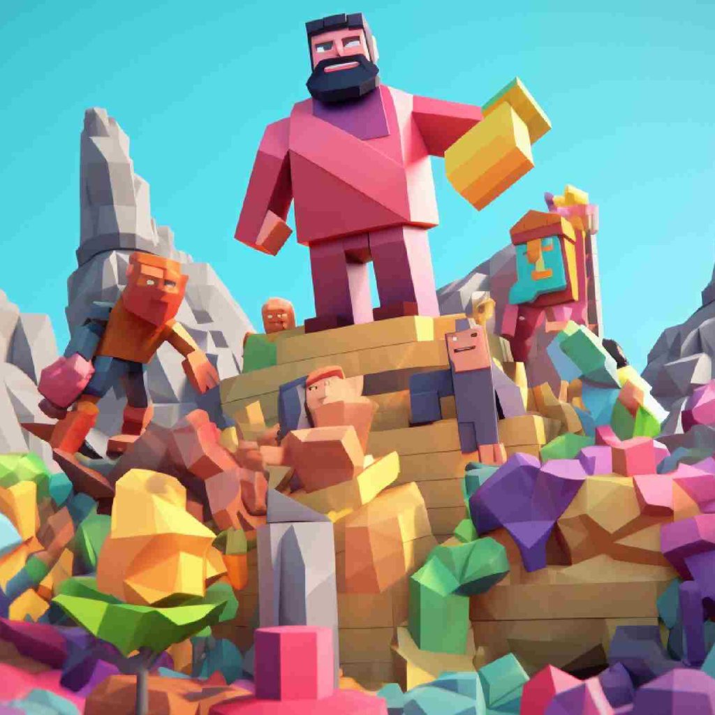 Low-poly characters and objects from a video game