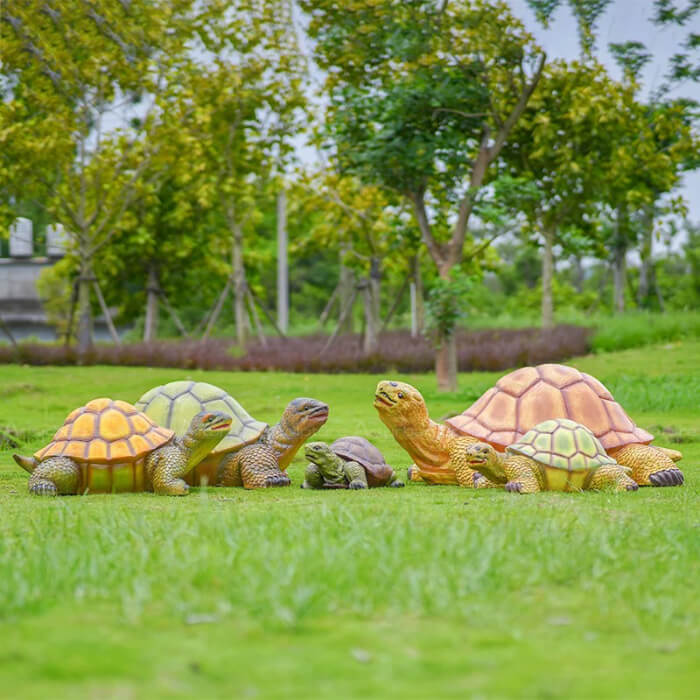 Un groupe de décor de jardin tortue de différentes tailles et motifs de carapace