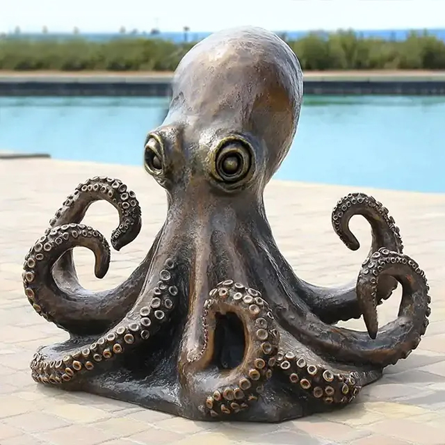 Bronze Octopus Statue showing detailed tentacles and eyes