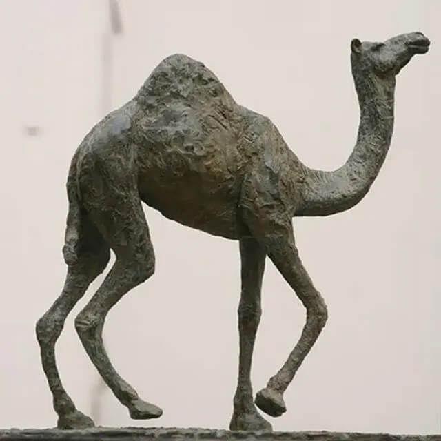 Bronze dromedary Camel walking Figurine