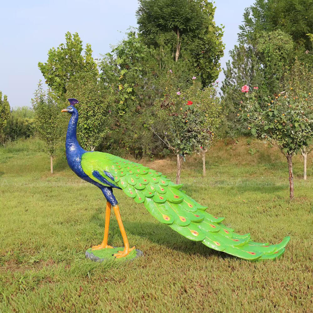 Life Size standing Peacock fiberglass Statue
