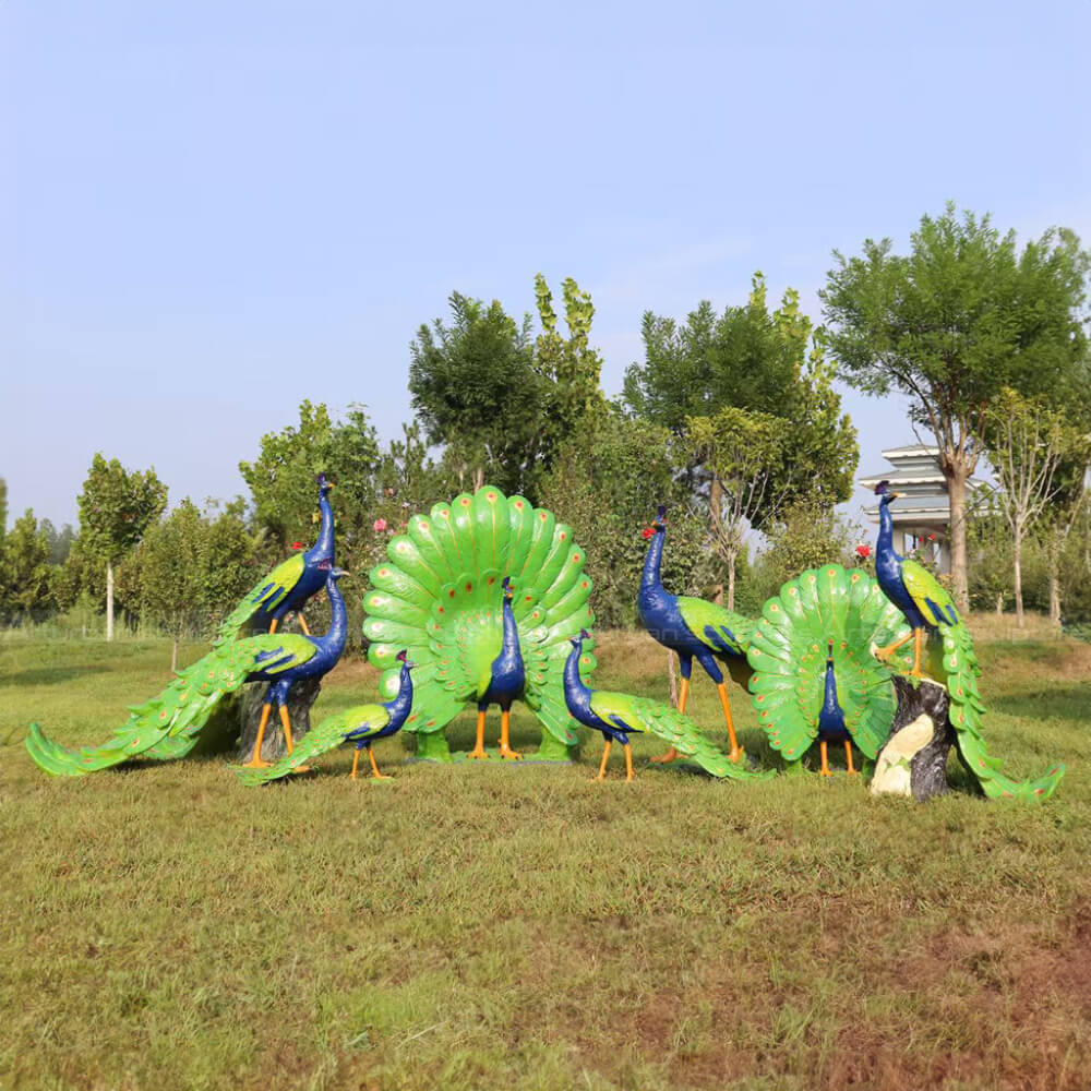 a group of Life Size Peacock Statues