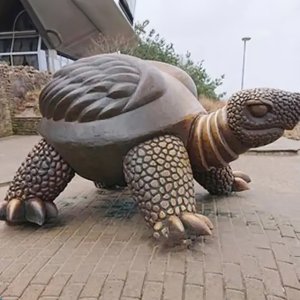 bronze Giant Turtle Lawn Ornament by J. Bārda featuring Rough and irregular texture