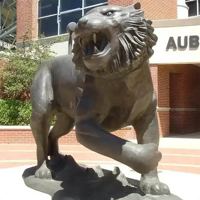 bronze Roaring Tiger Sculpture with fierce expression