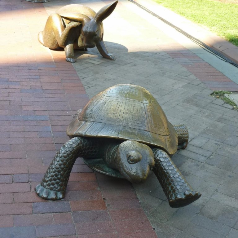 bronze Tortoise and Hare Statue Marathon