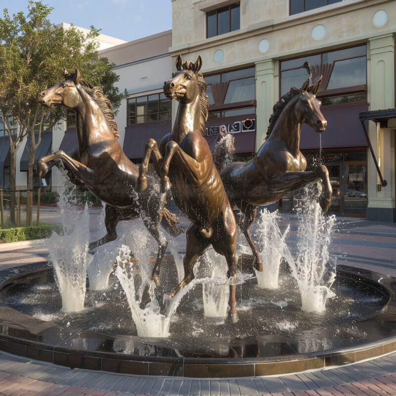 Estátua de Fonte Externa de Unicórnio e Cavalo de Bronze