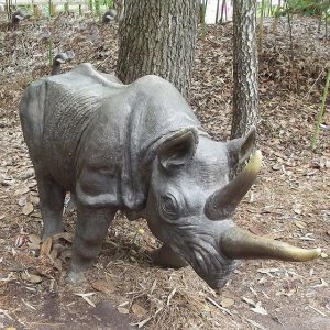 detailed bronze Rhino Yard Art sculpture