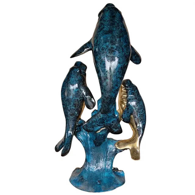 rear view of bronze three Manatees fountain Sculpture for Sale