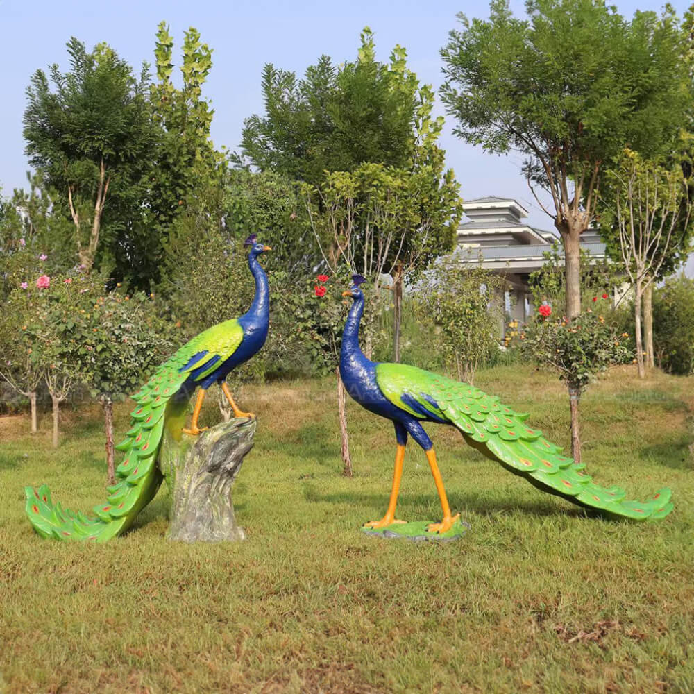 two Life Size standing Peacock Statue