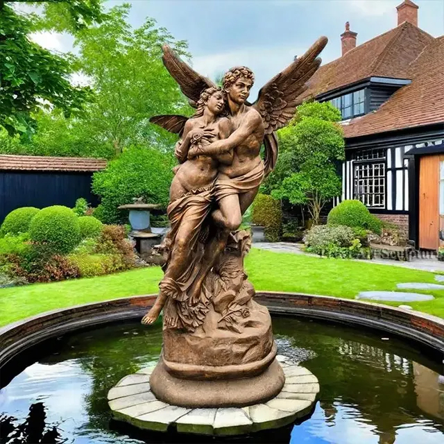 Bronze Cupid and Psyche Statue capturing the emotional expressions