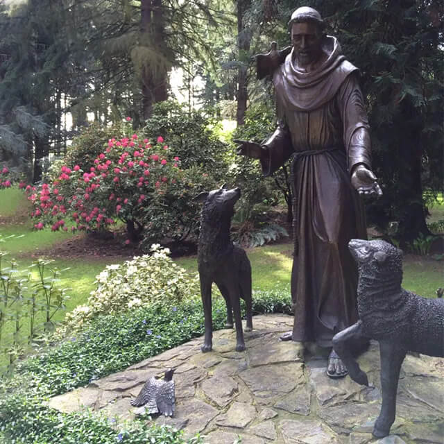 Bronze St Francis of Assisi Statue with Animals