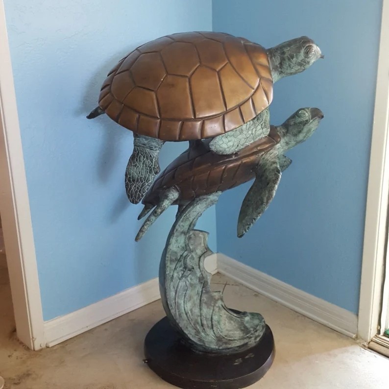 2 Sea Turtle bronze Sculpture Outdoor