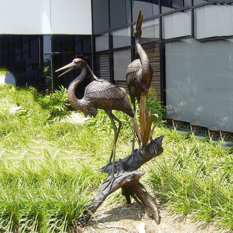 Blue Heron Bronze Sculptures wetland pair bronze