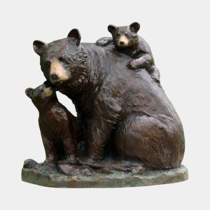 Statues en bronze d'ours noir à vendre pour famille