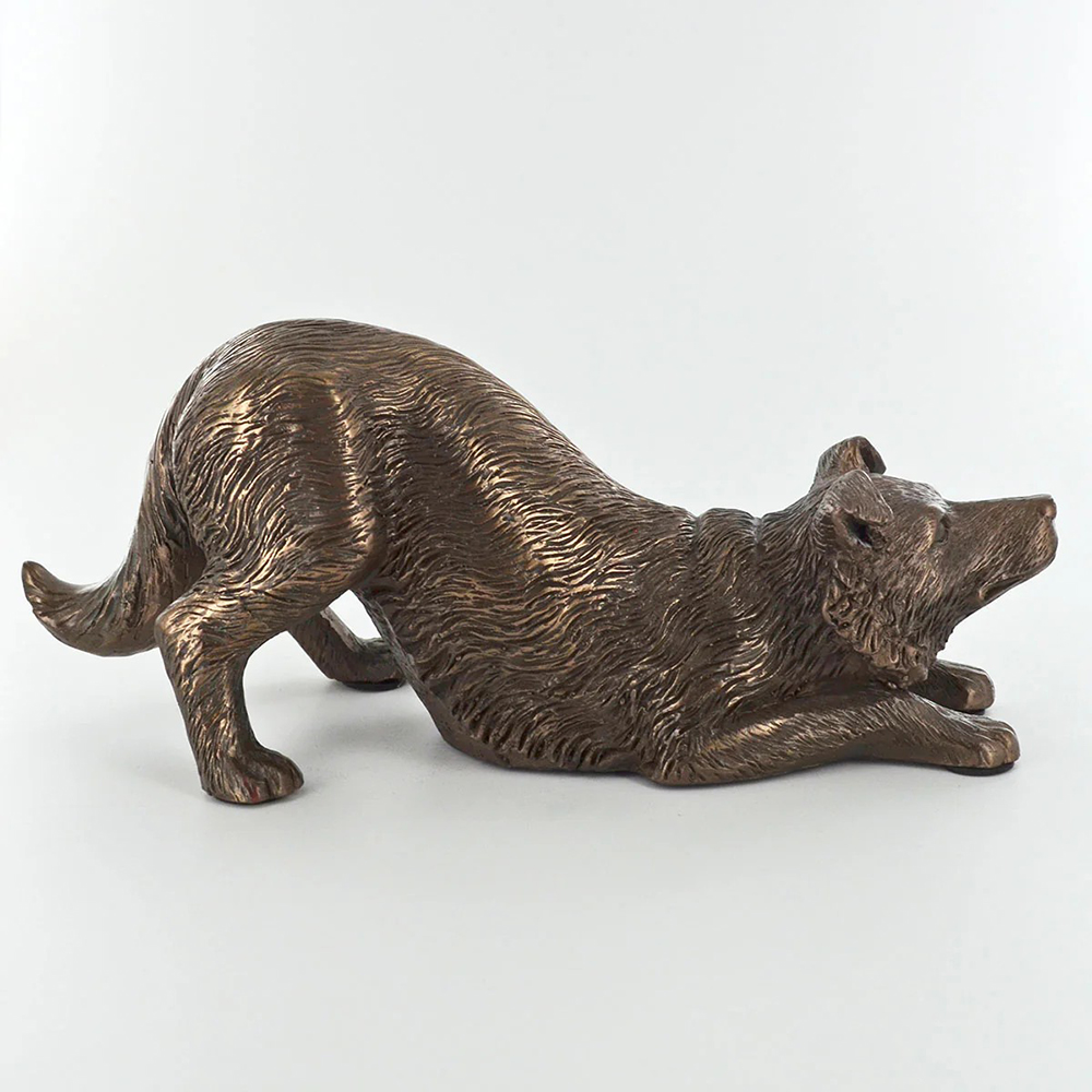 Bronze Border Collie Bronze Statue side view