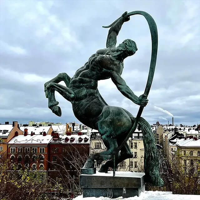 Bronze Centaur Garden Statue with green patina