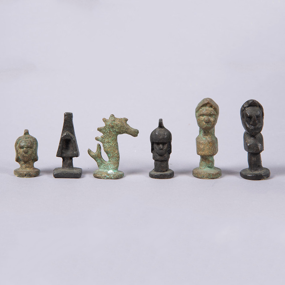 Bronze Schachbrett Griechische Schachfiguren