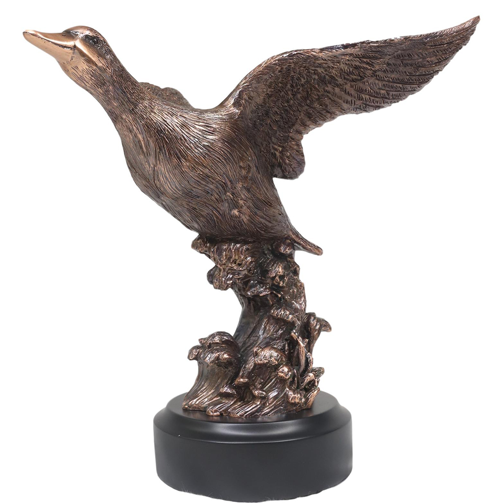 Bronze Mallard Statue with raised wings