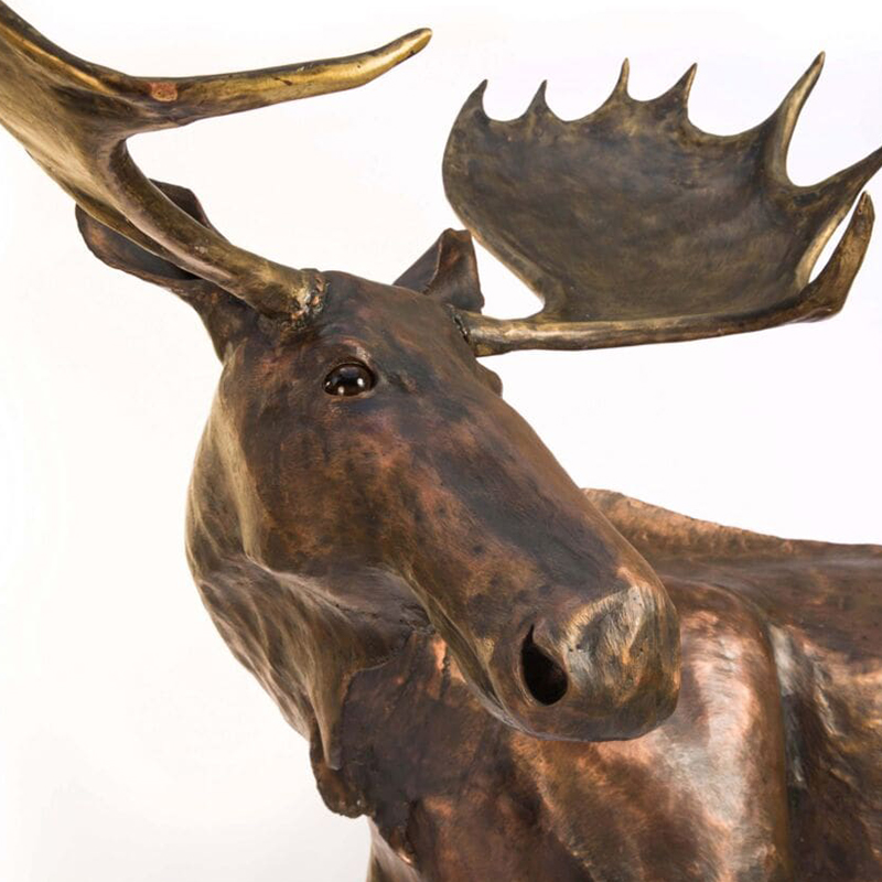 Bronzene Elch-Hofstatue, Nahaufnahme der Geweihe