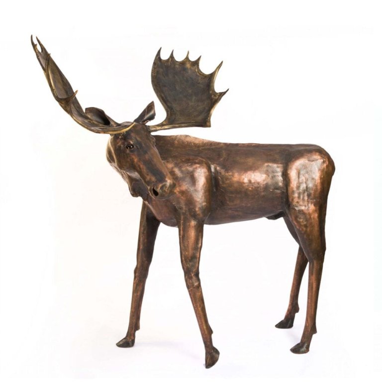 Bronze Moose Yard Statue side view