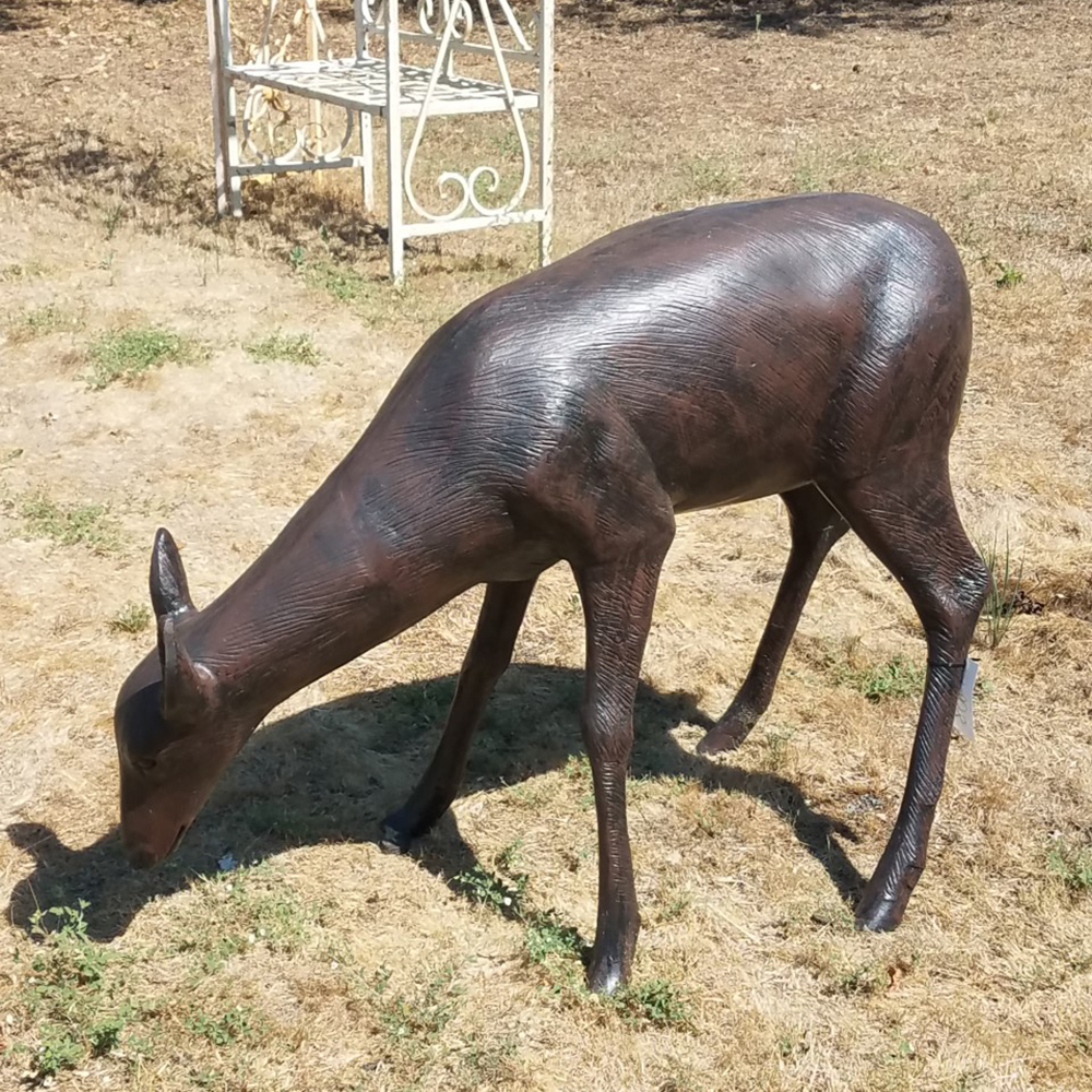 Bronze Outdoor Deer Sculpture garden view
