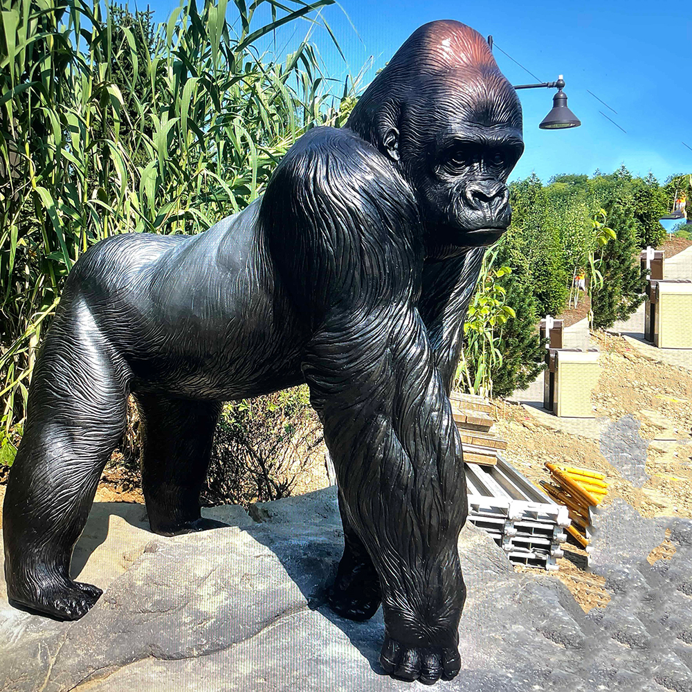 Bronze Outdoor Gorilla Statue side pose