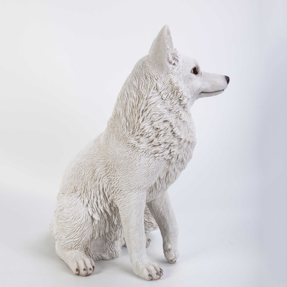 Statue de renard arctique en fibre de verre pour jardin