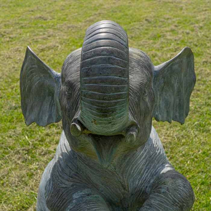 Detalhe Frontal da Estátua de Elefante de Bronze do Pátio