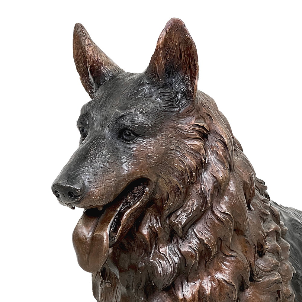Bronzestatue zum Gedenken an den Deutschen Schäferhund, Detailansicht des Kopfes
