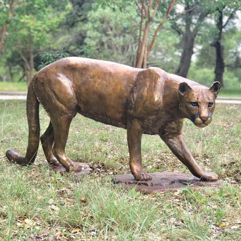 Large Cougar Statue bronze walking pose