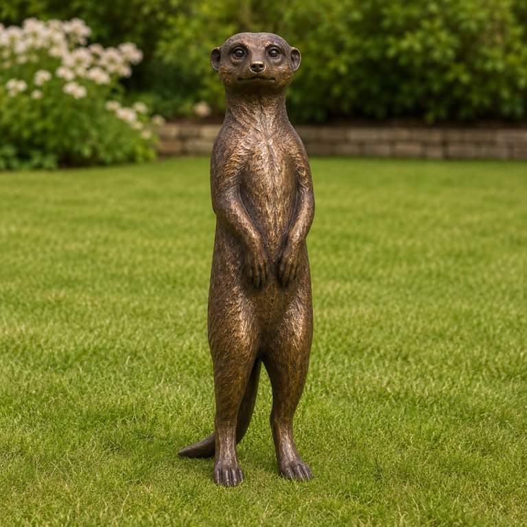 Meerkat Lawn Ornaments bronze standing guard