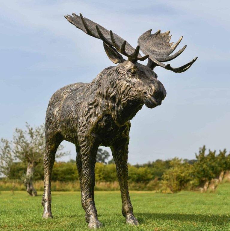 Moose Life Size Statue forest standing view