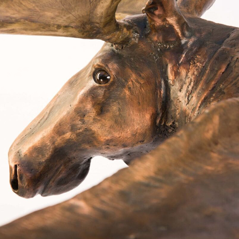 Elch-Hofstatue aus Bronze für den Garten