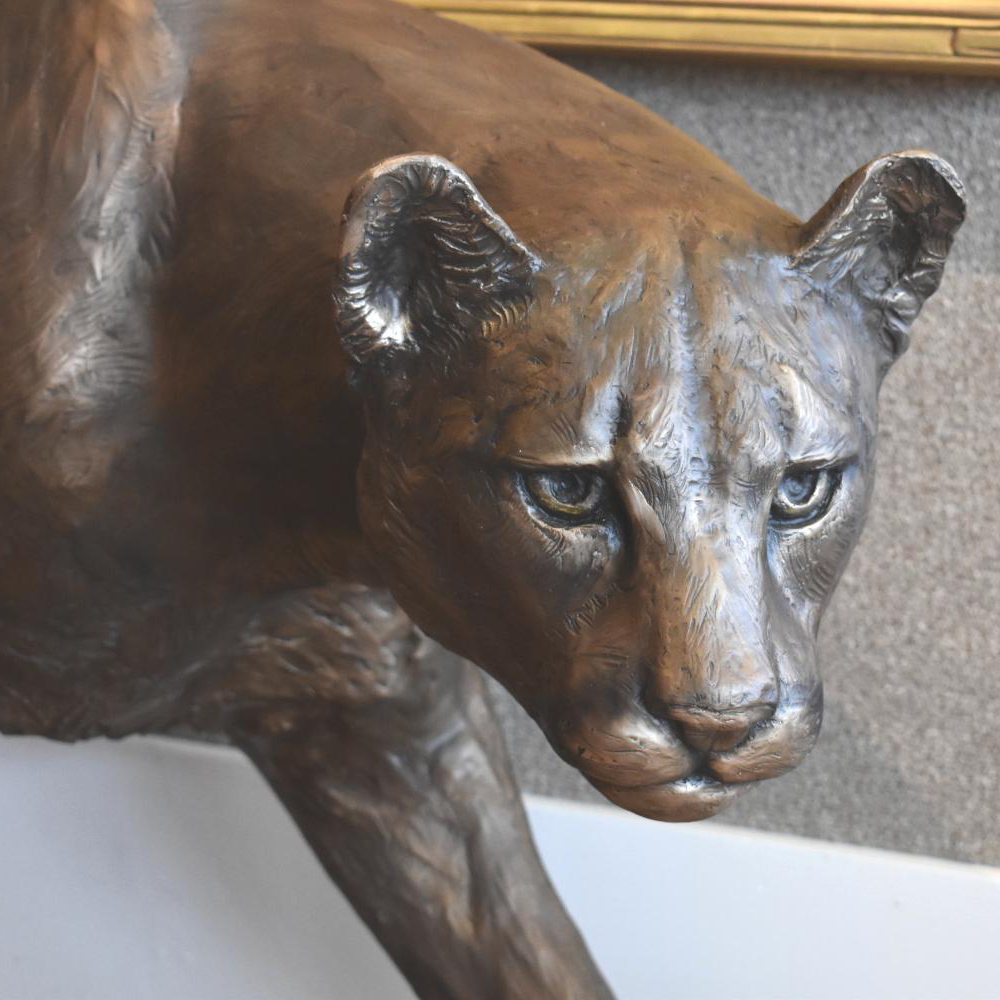 Mountain Lion Statue for Sale bronze face