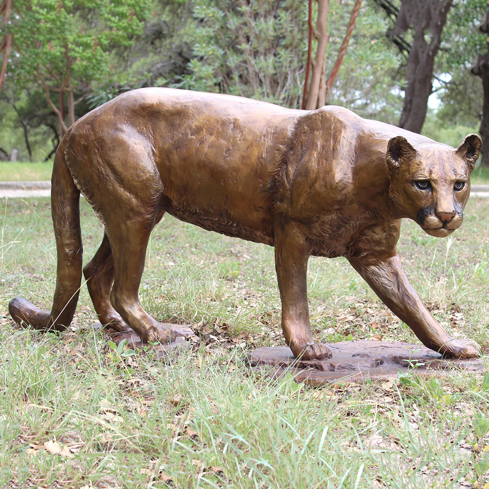 Mountain Lion Statue for Sale bronze side