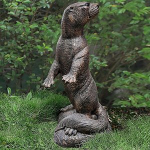 Otter Lawn Ornament bronze standing garden statue