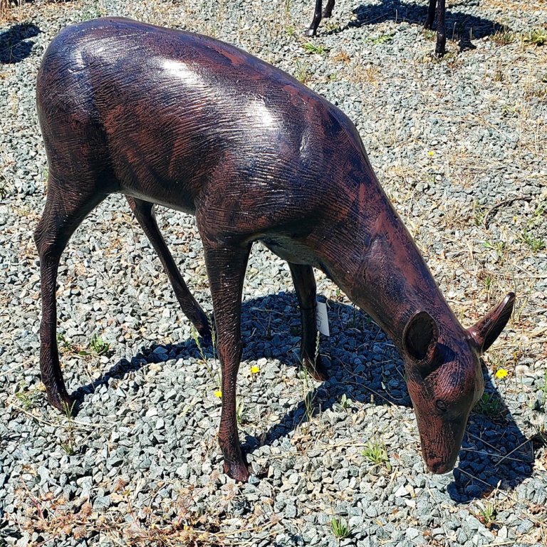 Outdoor Deer Sculpture bronze grazing pose