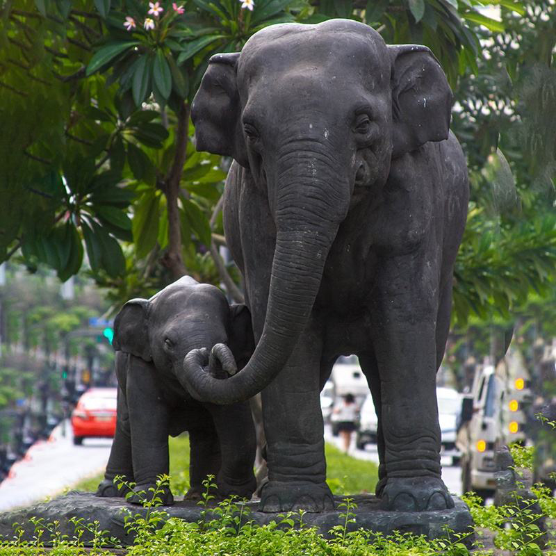 Statues d'éléphant pour l'extérieur, paire en bronze