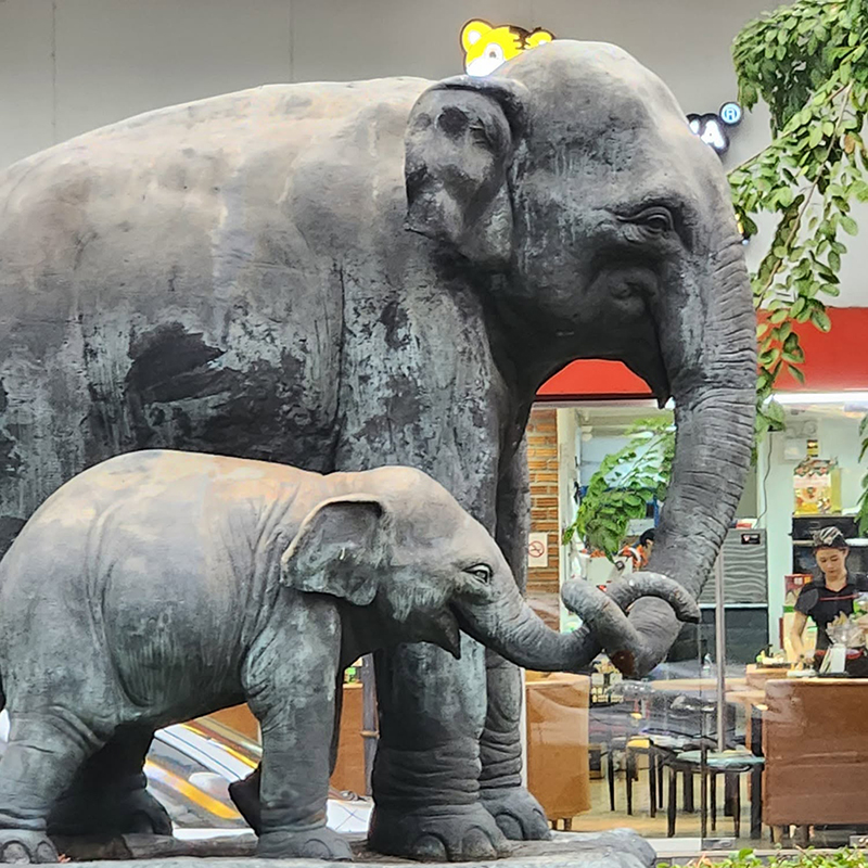 Statues d'éléphant pour l'extérieur, détail de la trompe