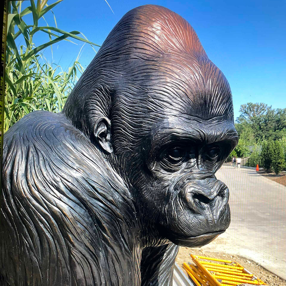 Outdoor Gorilla Statue bronze head detail