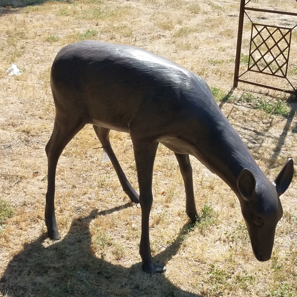 Outdoor doe Deer grazing bronze Sculpture