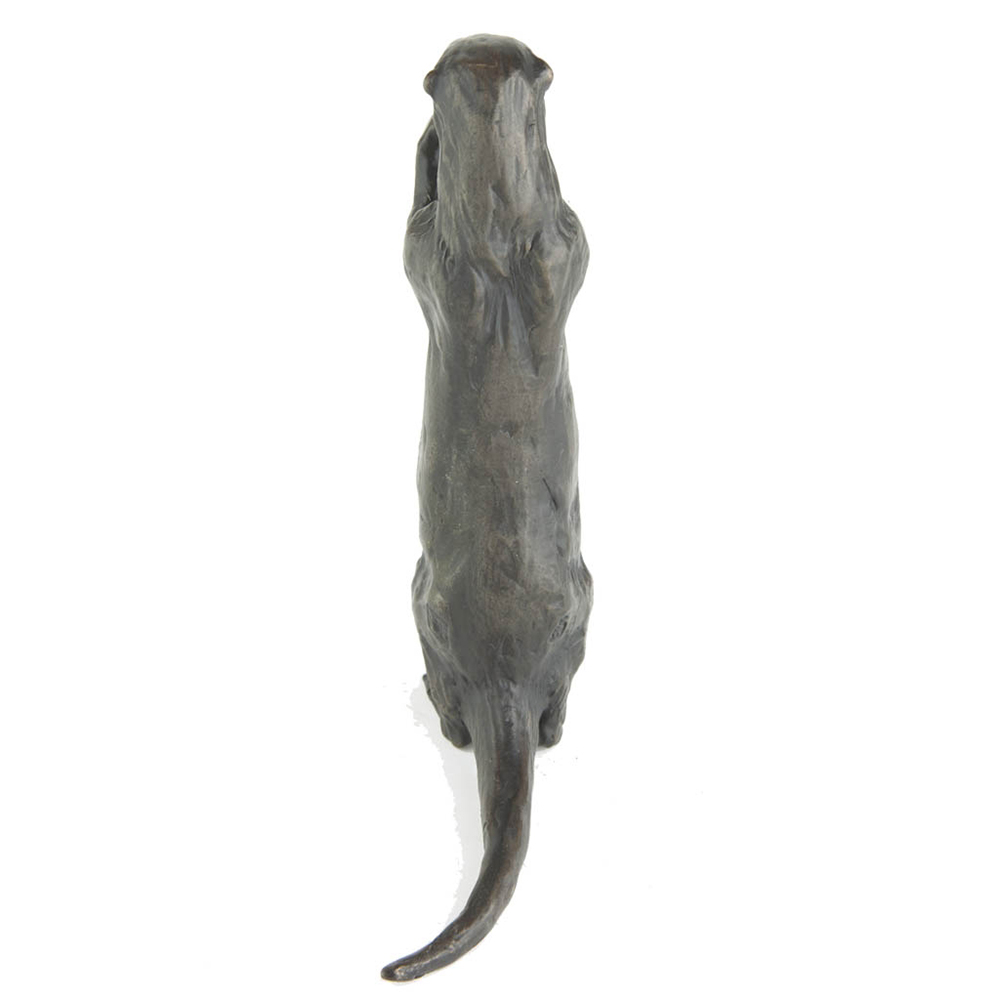 Statue extérieure d'otter debout, vue arrière en bronze