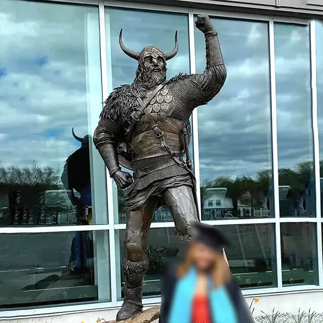 bronze Viking standing Garden Statue